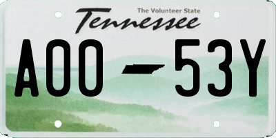 TN license plate A0053Y