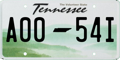 TN license plate A0054I