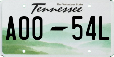TN license plate A0054L