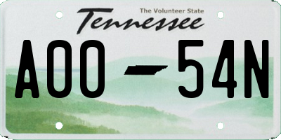 TN license plate A0054N