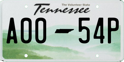 TN license plate A0054P