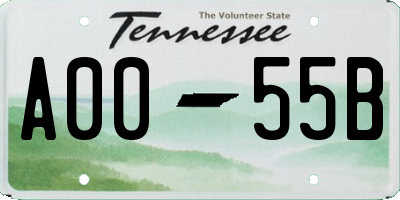 TN license plate A0055B