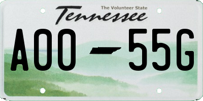 TN license plate A0055G