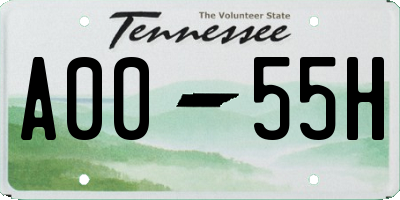 TN license plate A0055H