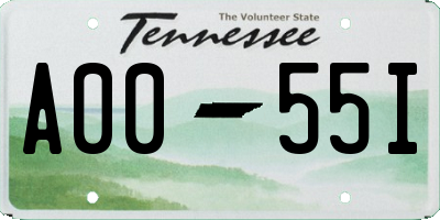 TN license plate A0055I