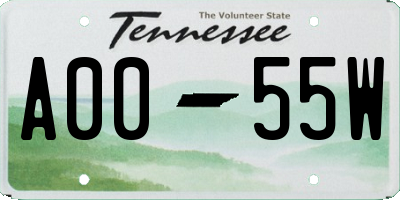 TN license plate A0055W