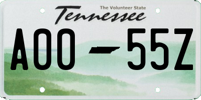 TN license plate A0055Z