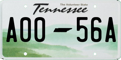 TN license plate A0056A