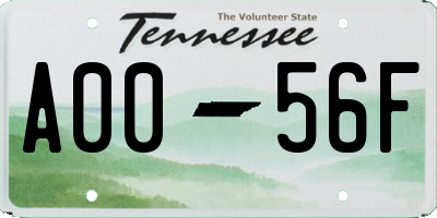 TN license plate A0056F