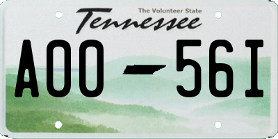 TN license plate A0056I