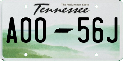 TN license plate A0056J