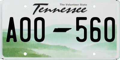 TN license plate A0056O