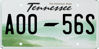 TN license plate A0056S