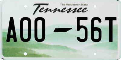 TN license plate A0056T