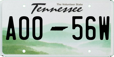 TN license plate A0056W