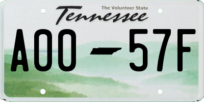 TN license plate A0057F