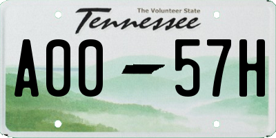 TN license plate A0057H