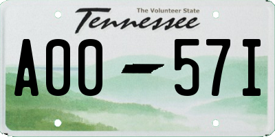 TN license plate A0057I