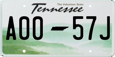 TN license plate A0057J