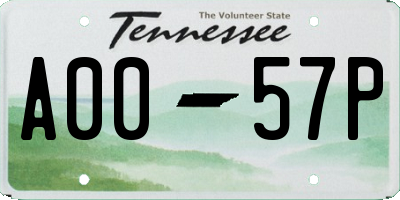 TN license plate A0057P