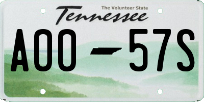 TN license plate A0057S
