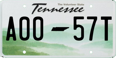 TN license plate A0057T