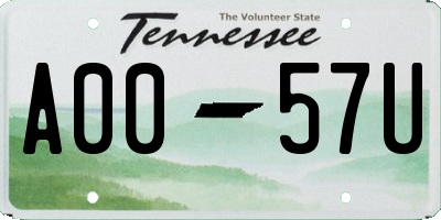 TN license plate A0057U