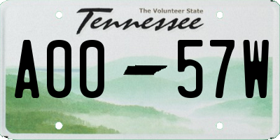 TN license plate A0057W