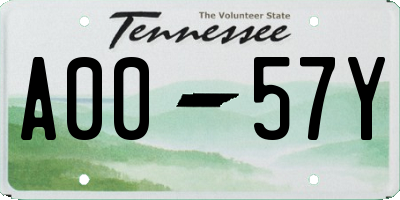 TN license plate A0057Y