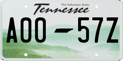 TN license plate A0057Z