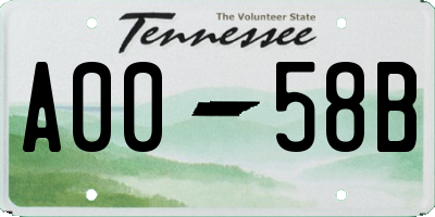 TN license plate A0058B