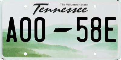 TN license plate A0058E