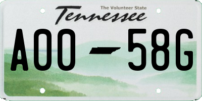 TN license plate A0058G