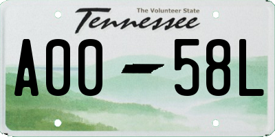 TN license plate A0058L