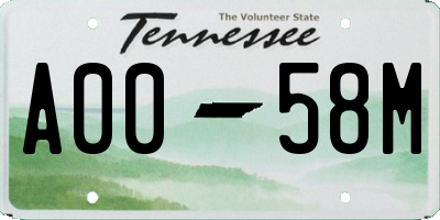 TN license plate A0058M