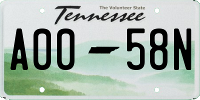 TN license plate A0058N