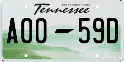 TN license plate A0059D