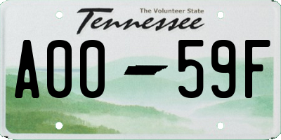 TN license plate A0059F