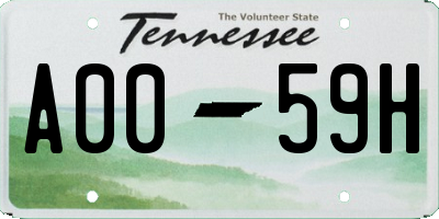 TN license plate A0059H