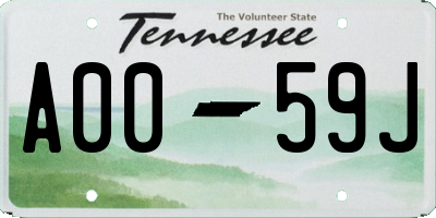 TN license plate A0059J