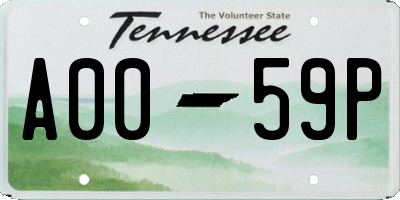 TN license plate A0059P