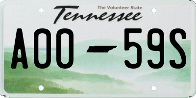 TN license plate A0059S