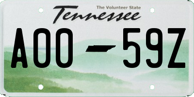 TN license plate A0059Z