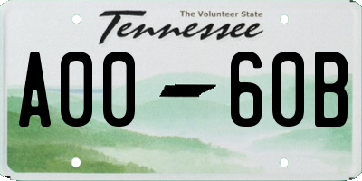 TN license plate A0060B