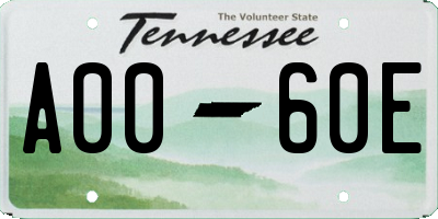 TN license plate A0060E