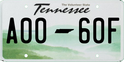 TN license plate A0060F