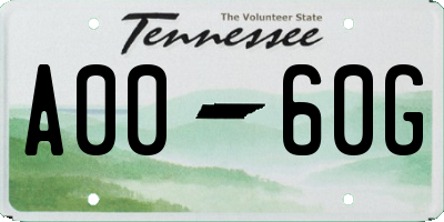 TN license plate A0060G