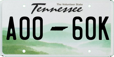 TN license plate A0060K