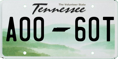 TN license plate A0060T