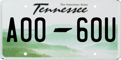 TN license plate A0060U
